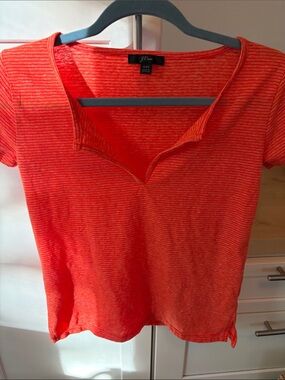 J.Crew Tissue thin T-shirt, orange and white